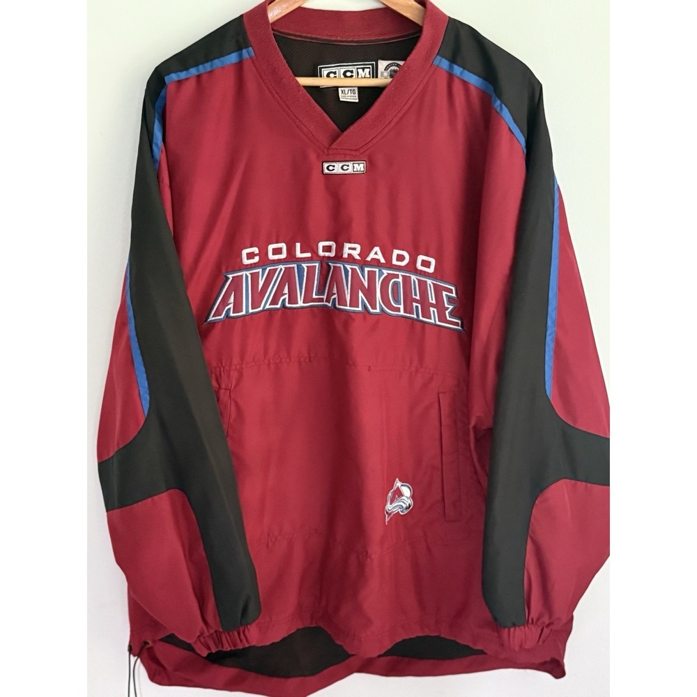 CCM NHL Windbreaker Colorado Avalanche Maroon Satin Jacket Sz XL